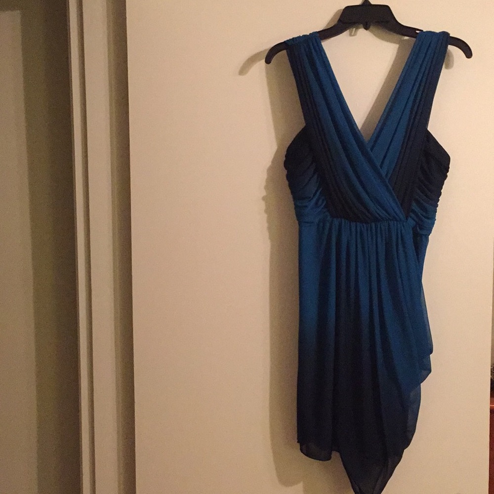 formal blue and black dress